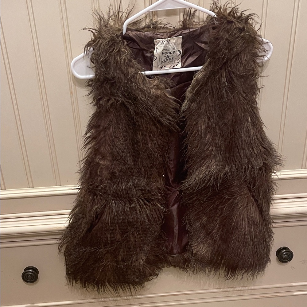 Peace Love World Chocolate Faux Fur Vest